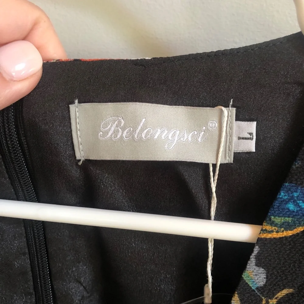 NWT BELONGSCI Women's Floral Shift Mini Dress - Picture 4 of 5